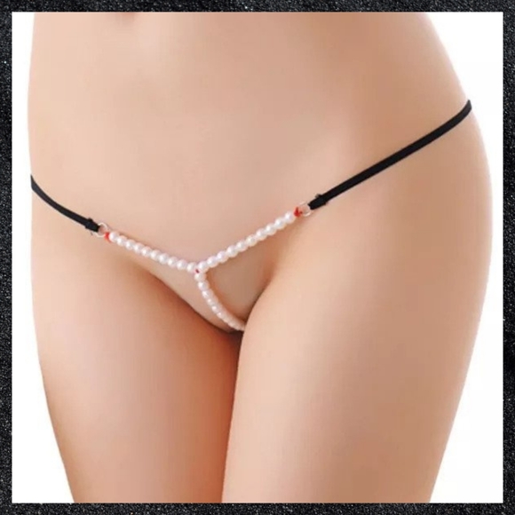 Red Pearl Bead Crotch G-string Panty - Picture 4 of 7